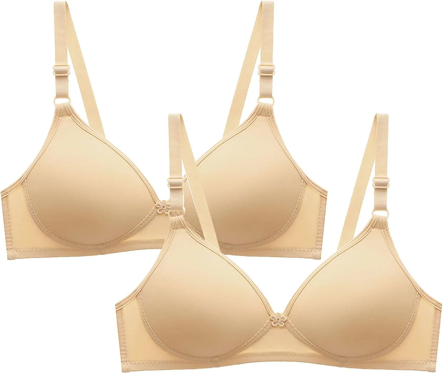 2 Pack Everyday Bras No Underwire Push Up Bralettes Full Coverage Breathable Comfort Bra Soft Supportive Bras