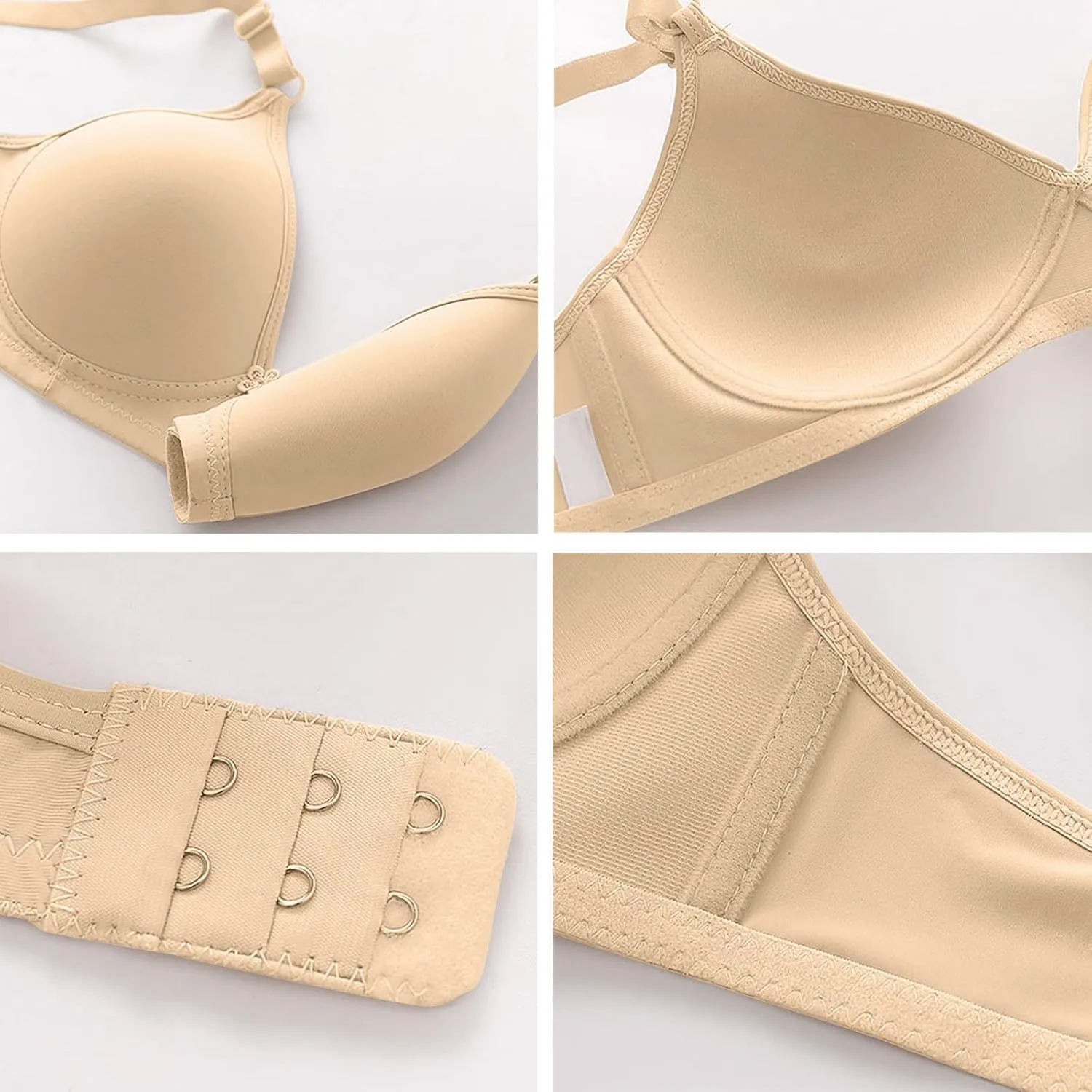 2 Pack Everyday Bras No Underwire Push Up Bralettes Full Coverage Breathable Comfort Bra Soft Supportive Bras