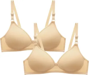 2 Pack Everyday Bras No Underwire Push Up Bralettes Full Coverage Breathable Comfort Bra Soft Supportive Bras