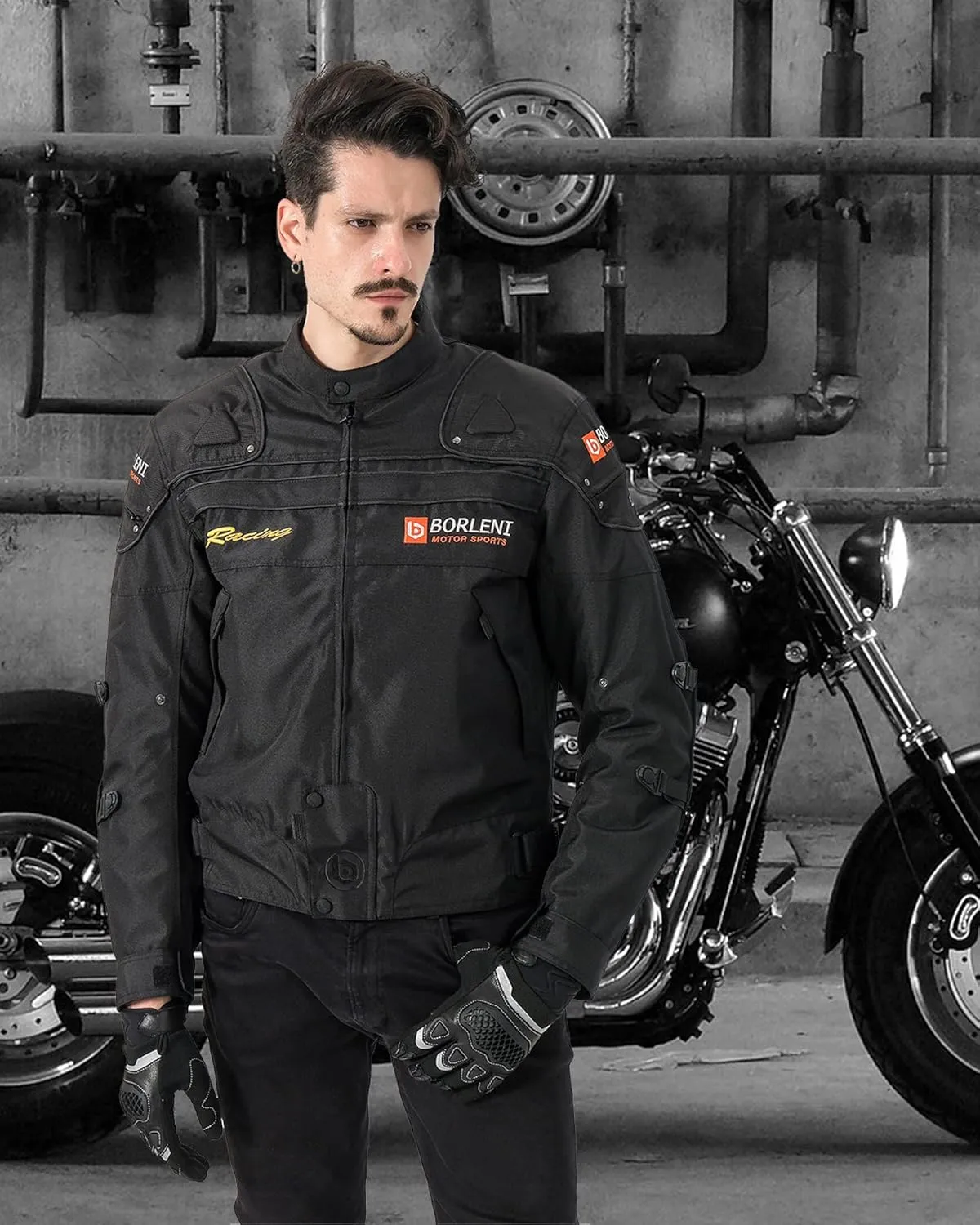 BORLENI Motorcycle Jacket Motorbike Riding Jacket Windproof Motorcycle Full Body Protective Gear CE Armor All Season