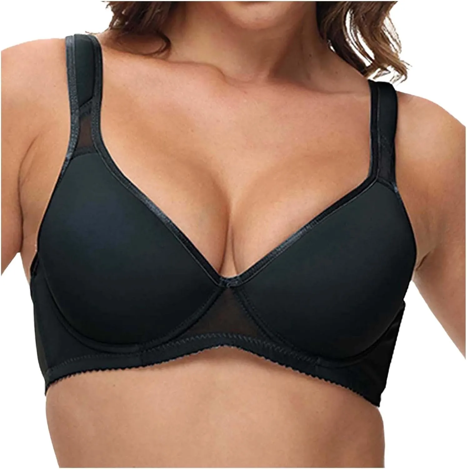 Bras for Women No Underwire V Neck Bralettes for Women Cloud Feel Everyday T Shirt Bra Stretchable Straps Bra