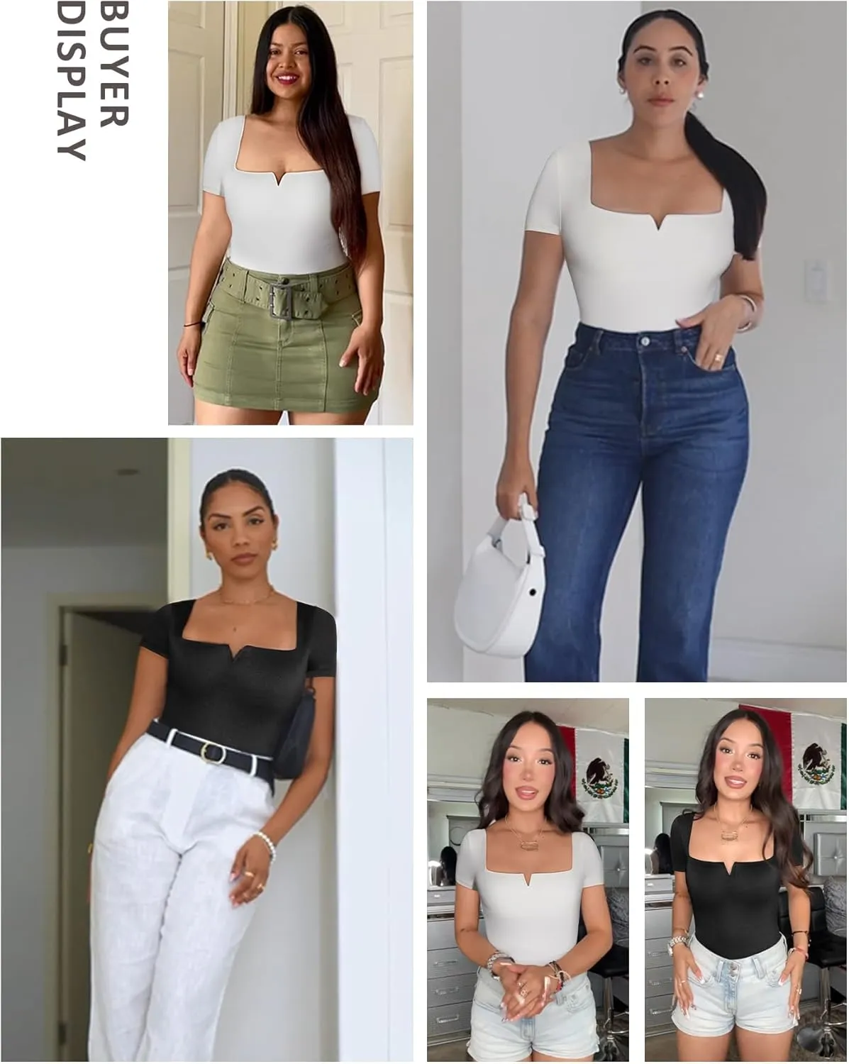 FeelinGirl Square Neck Bodysuit for Women Short Sleeve Tummy Control Slimming Bodysuit Going Out Tank Tops
