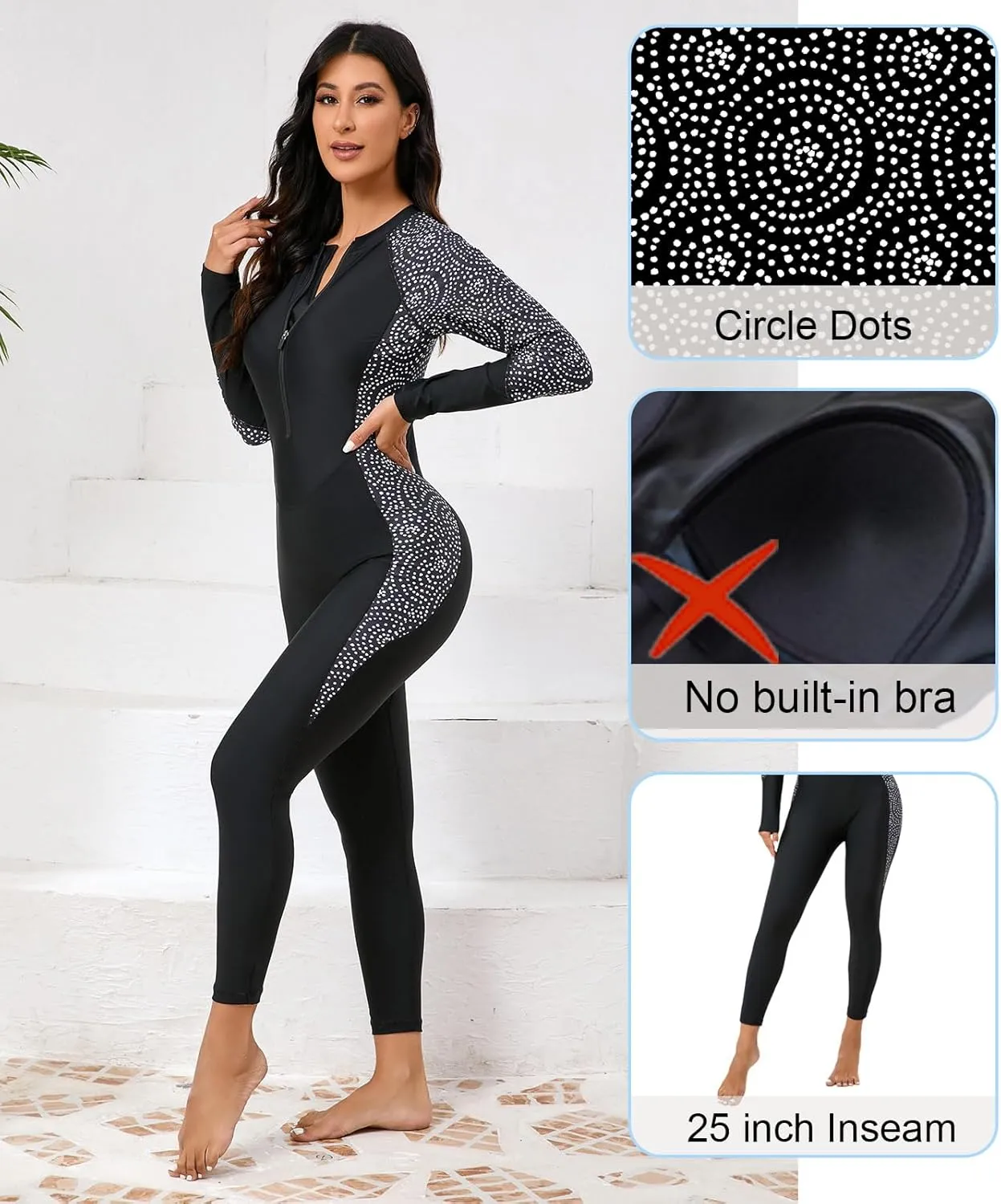 Halcurt Women's Full Body Rash Guard One Piece Front Zip Swimsuit Long Sleeve UPF 50 Bathing Suit