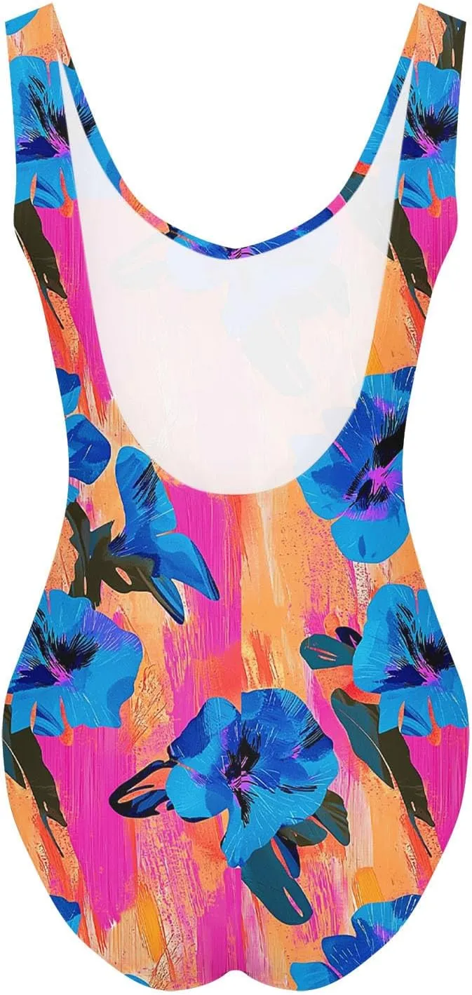 Swim Suits for Women 2025 Tummy Control One Piece Swimsuit Slimming Backless Monokini Boho Floral Bathing Suit