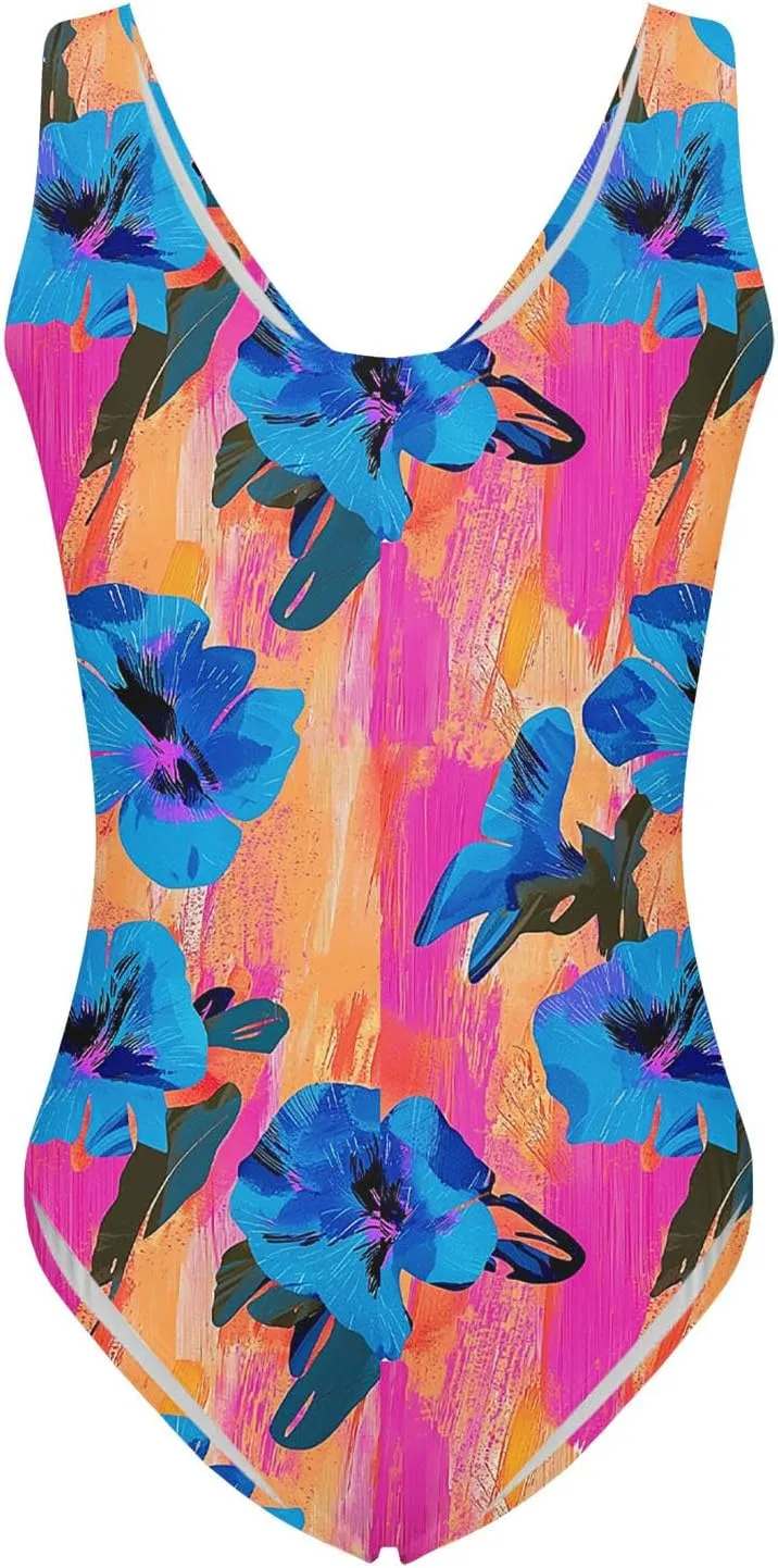 Swim Suits for Women 2025 Tummy Control One Piece Swimsuit Slimming Backless Monokini Boho Floral Bathing Suit