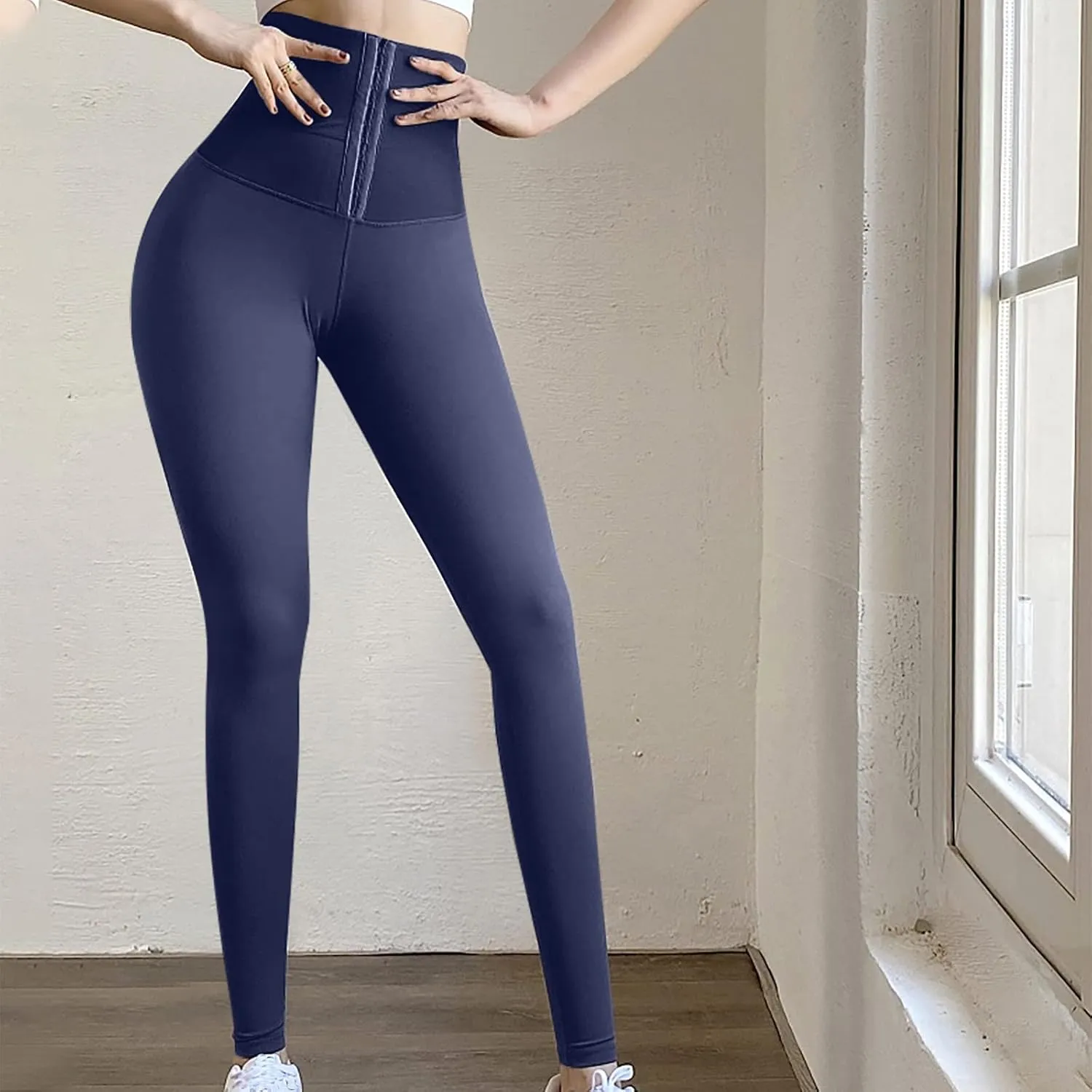 tuduoms Tummy Control Leggings for Women Body Shaping High Waist Corset Waist Cincher Trainer Yoga Pants for Working Out