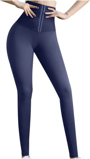 tuduoms Tummy Control Leggings for Women Body Shaping High Waist Corset Waist Cincher Trainer Yoga Pants for Working Out