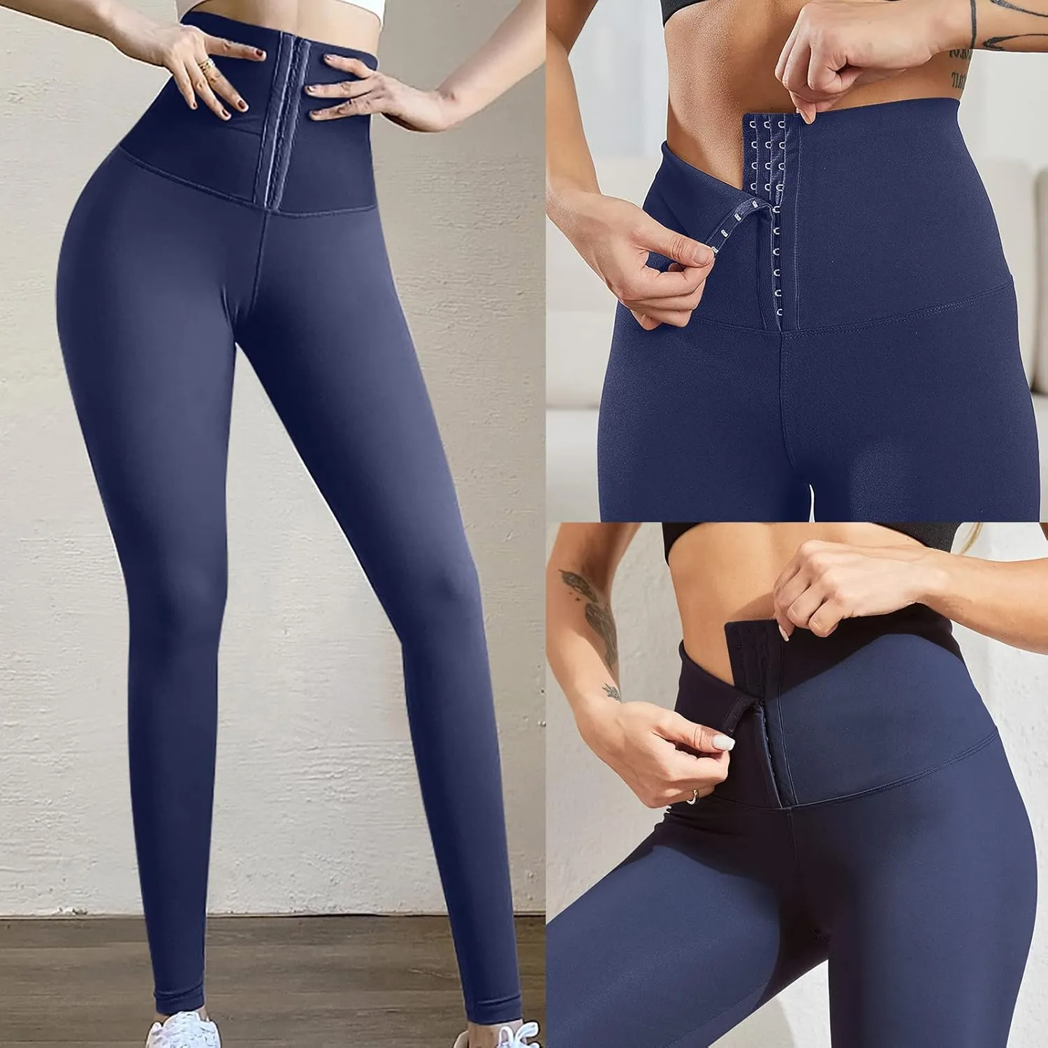 tuduoms Tummy Control Leggings for Women Body Shaping High Waist Corset Waist Cincher Trainer Yoga Pants for Working Out