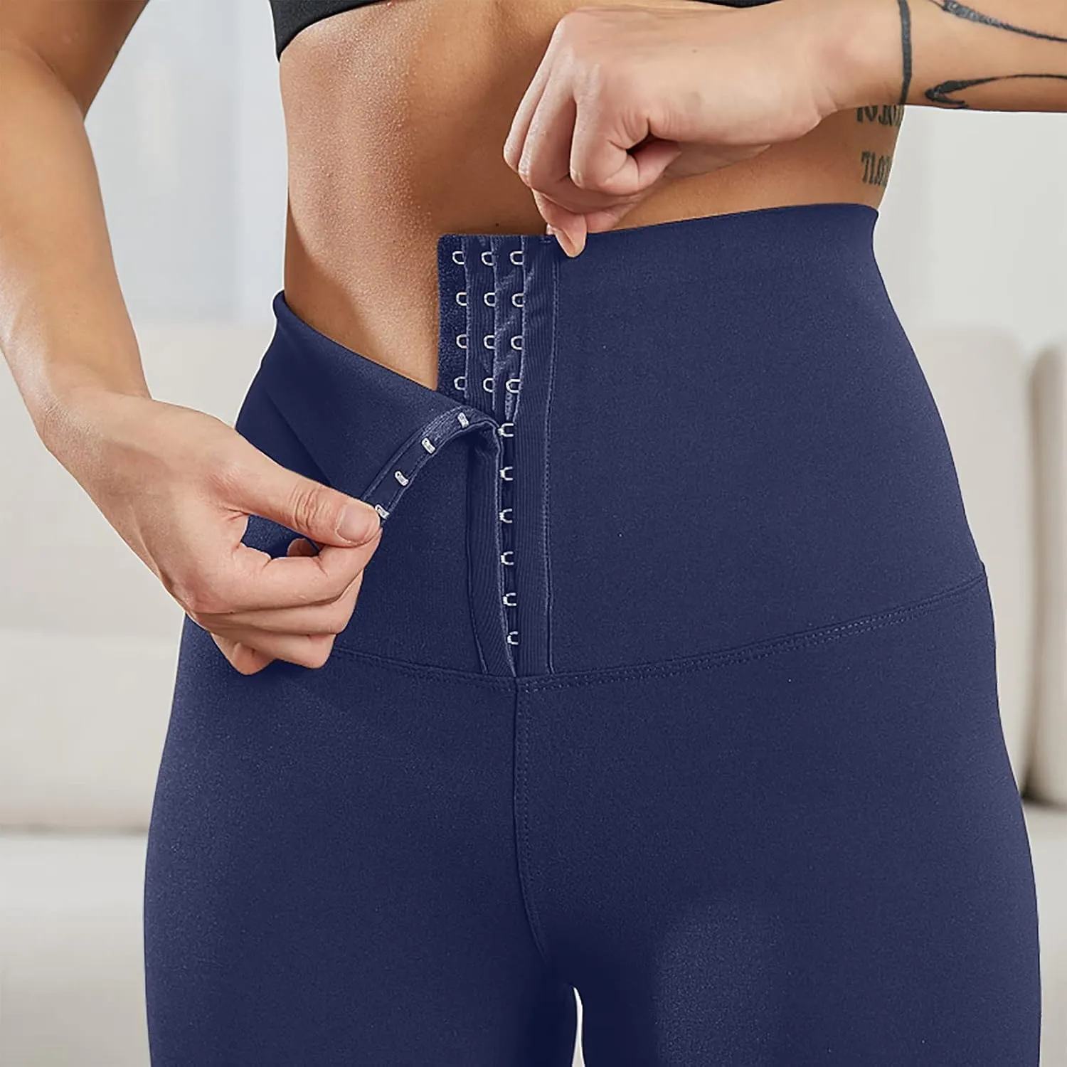 tuduoms Tummy Control Leggings for Women Body Shaping High Waist Corset Waist Cincher Trainer Yoga Pants for Working Out
