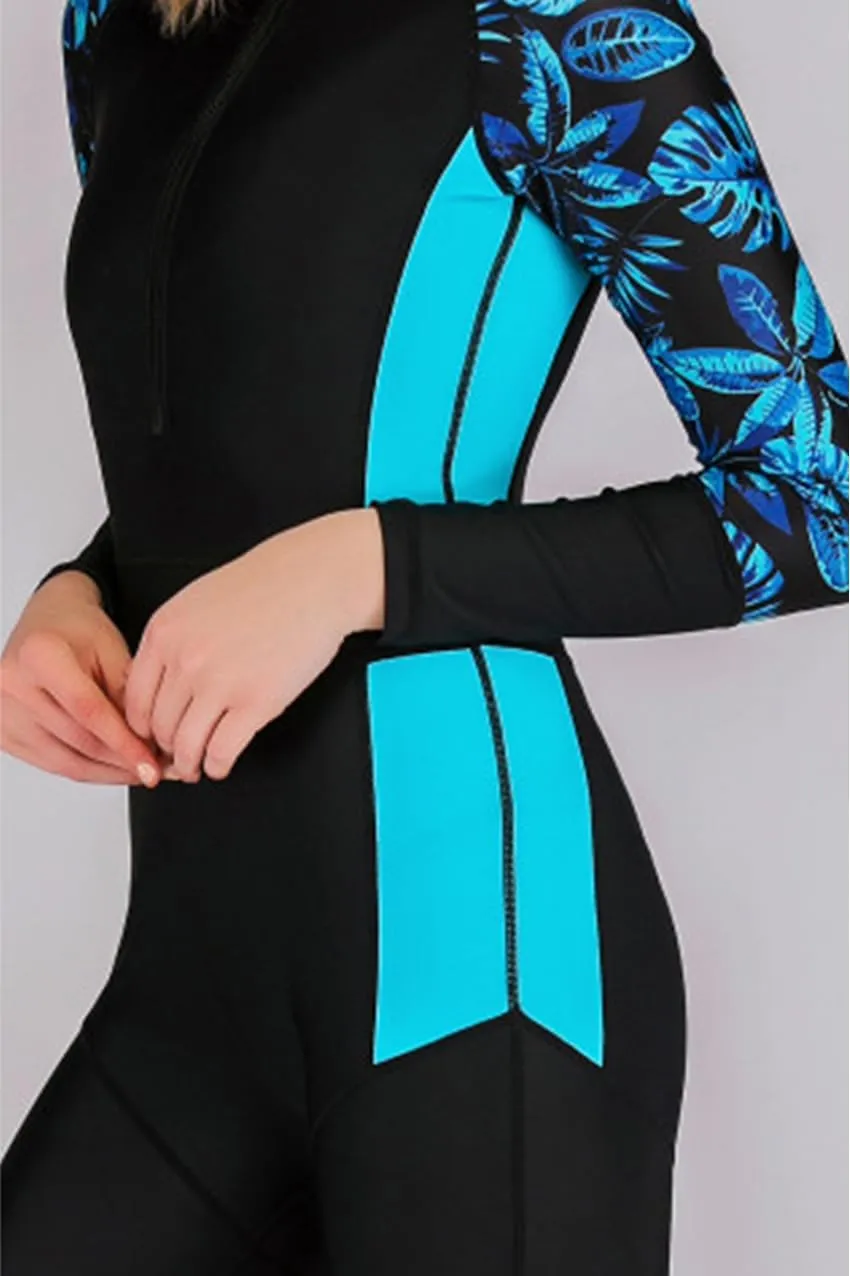 Womens Full Body Sun Protection Swimwear Stinger Suit Long Sleeve One Piece Rash Guard Surf Swimsuit
