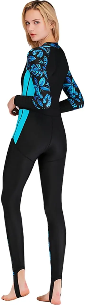 Womens Full Body Sun Protection Swimwear Stinger Suit Long Sleeve One Piece Rash Guard Surf Swimsuit
