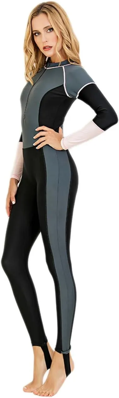 Womens Full Body Sun Protection Swimwear Stinger Suit Long Sleeve One Piece Rash Guard Surf Swimsuit
