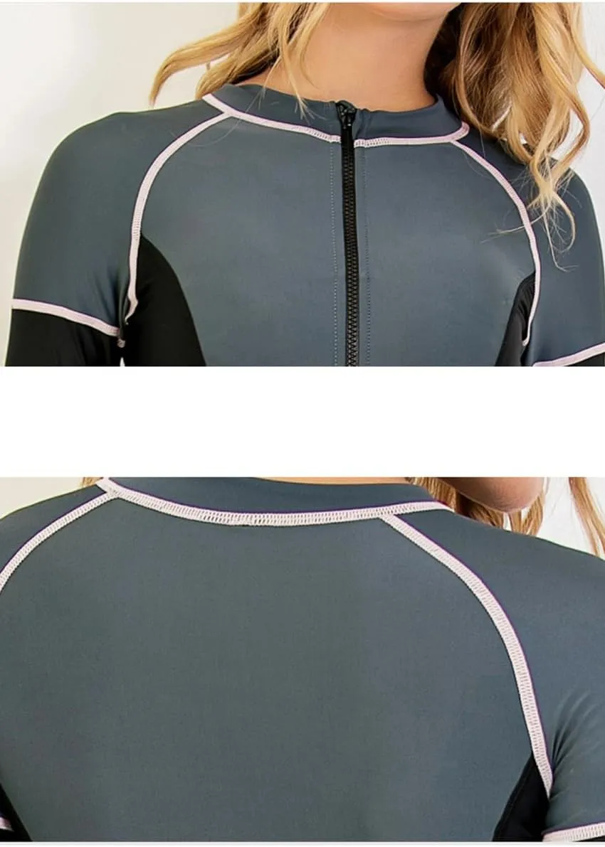 Womens Full Body Sun Protection Swimwear Stinger Suit Long Sleeve One Piece Rash Guard Surf Swimsuit