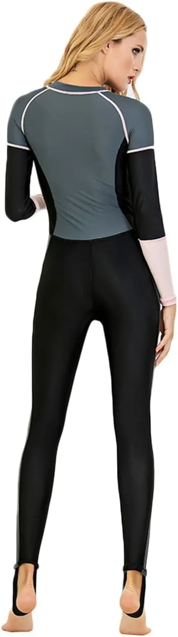 Womens Full Body Sun Protection Swimwear Stinger Suit Long Sleeve One Piece Rash Guard Surf Swimsuit