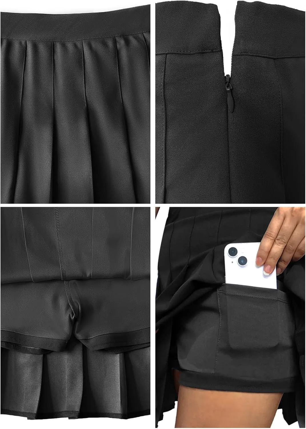 Women’s High Waist Casual Pleated A-line Midi Skirt Elastic Waist with Pocket for Women
