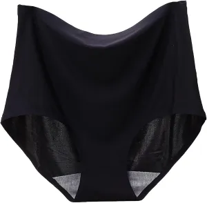 Women's High Waist Nylon Silk Underwear Seamless Cotton Crotch Belly Summer Ultra Thin Full Brief Loose Fit Ladies