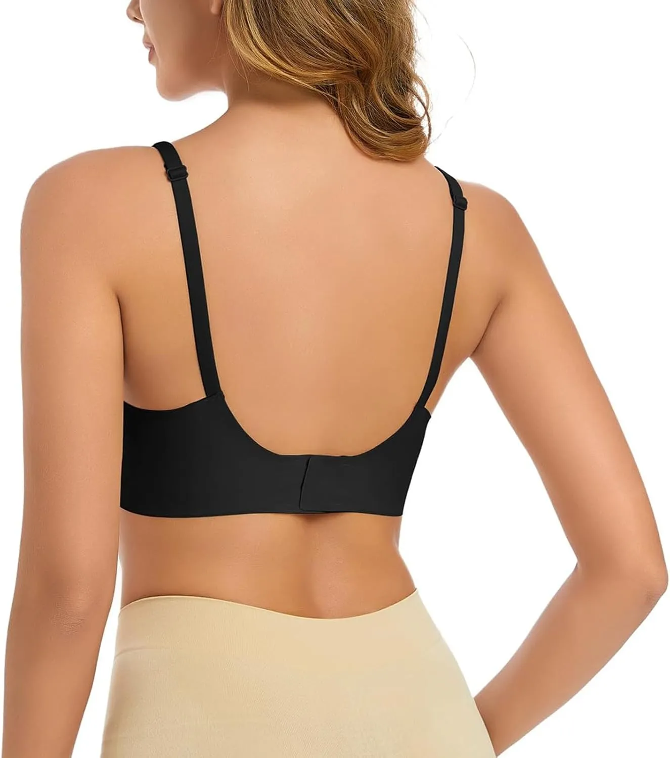 Women's Seamless Plunge Bra Deep V-Neck Wireless Comfort Bra Unlined Triangle Sporty Bras Bralettes for Ladies