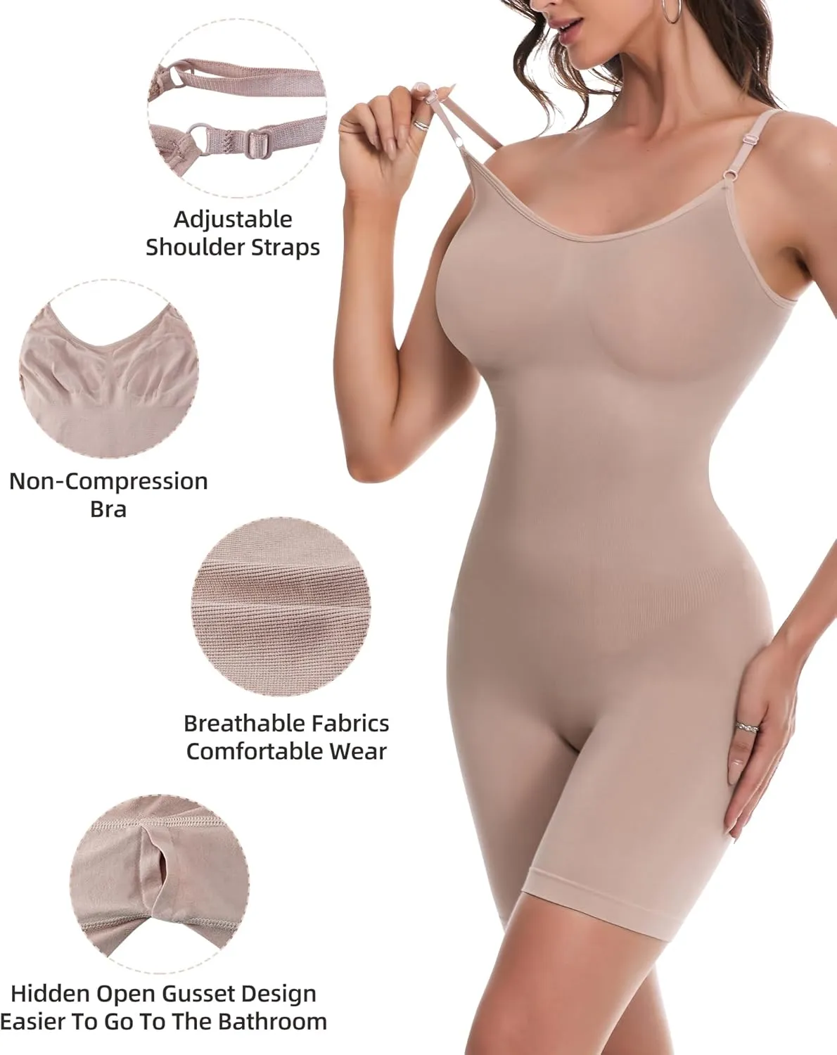 Women's Shapewear Bodysuit Tummy Control Faja Body Shaper Waist Trainer Seamless Full Body Suits Butt Lifting